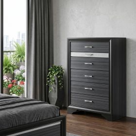 Solid Wood Drawer Chest (Color: black, Option: Six, size: 34")