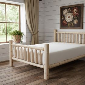 Natural  Finish Low Post Cedar Log King Bed (Color: Clear)