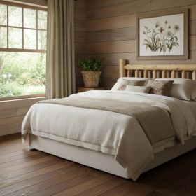 Natural  Finish Cedar Log Double Headboard (Color: Clear)