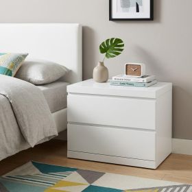 White Wood Two Drawer Nightstand (size: 20")