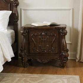 Drawers Nightstand (Color: brown, Option: Two, size: 31")