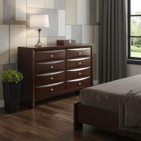 Solid Wood Eight Drawer Double Dresser (Color: Espresso, size: 59")