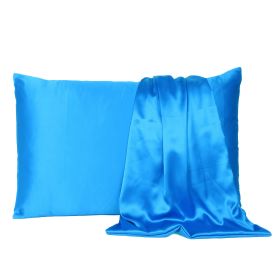 Dreamy Set Of 2 Silky Satin King Pillowcases (Color: Blue)
