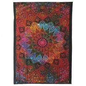 Floral Cotton Twin Flat Sheet (Color: Black & Red)