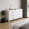 Wood Six Drawer Double Dresser