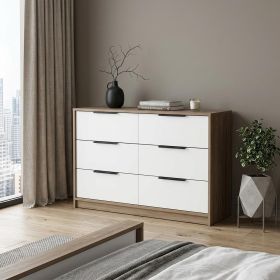 42" Wood Four Drawer Dresser (Color: Brown & White)