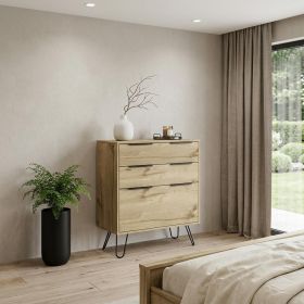 Brown And Black Wood Three Drawer Dresser (size: 30")