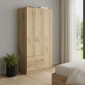 71" Wood Two Door Two Drawer Combo Dresser (Color: brown)