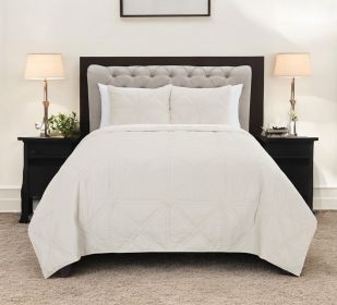 Set of Three Ivory Geometric Quilt (size: KING)