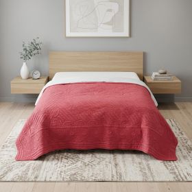 Floral Cotton Quilt (Color: Coral, size: 92 X 90")