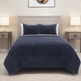 Indigo Polka Dots Quilt (size: KING)