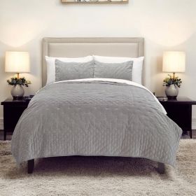 Gray Polka Dots Quilt (size: KING)