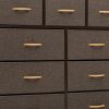 39"Steel and Fabric Nine Drawer Triple Dresser