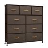 39"Steel and Fabric Nine Drawer Triple Dresser