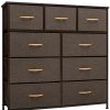 39"Steel and Fabric Nine Drawer Triple Dresser