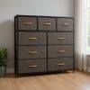 39"Steel and Fabric Nine Drawer Triple Dresser