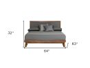 Gray and Brown Wood And Linen  Bed Frame