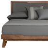 Gray and Brown Wood And Linen  Bed Frame