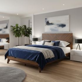 Wood Bed Frame (Color: Walnut, size: KING)
