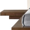 Wood And Faux Leather King Bed Frame With Attached Nightstands