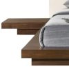 Wood And Faux Leather King Bed Frame With Attached Nightstands