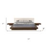 Wood And Faux Leather King Bed Frame With Attached Nightstands