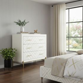 Solid Wood Three Drawer Dresser (Color: Ivory, size: 38")