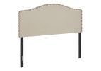 Linen Blend Upholstered Arched Full Headboard With Nail Head Trim