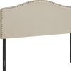 Linen Blend Upholstered Arched Full Headboard With Nail Head Trim