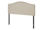 Linen Blend Upholstered Arched Full Headboard With Nail Head Trim