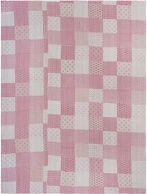 Knitted Cotton Geometric Throw (Color: pink)