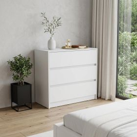 Wood Three Drawer Dresser (Color: White, size: 33")