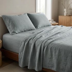 Four Piece Blue Linen  Sheet Set (size: TWIN)