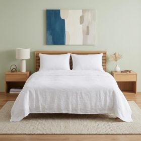 Four Piece White Linen  Sheet Set (size: TWIN)