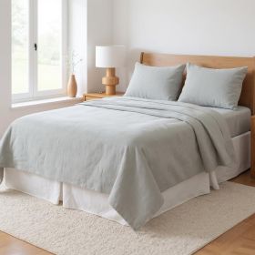Blue Linen Flat Sheet (size: TWIN)