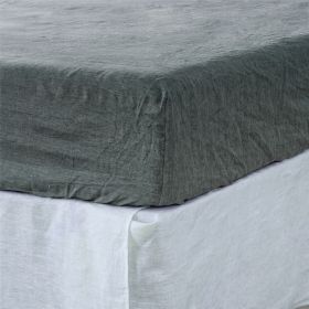 Slate Gray Linen Fitted Sheet (size: TWIN)