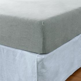 Blue Linen  Fitted Sheet (size: TWIN)