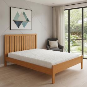Natural Shiplap Texture Solid Wood  Bed Frame (size: QUEEN)