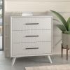 34" White Carved Geometric Solid Wood  Dresser