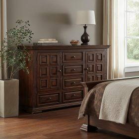 Solid Wood Six Drawer Triple Dresser (Color: Chocolate, size: 50")