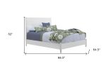 White Carved Geometric Solid Wood Bed Frame