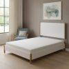 Natural and White Solid Wood And Upholstery Bed Frame