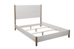 Natural and White Solid Wood And Upholstery Bed Frame