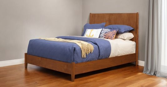 Solid Wood California King Bed Frame (Color: brown)