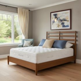 Slat Back Solid Wood Full Bed Frame (Color: brown)