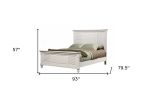 White Ribbed Texture Solid Wood  Bed Frame