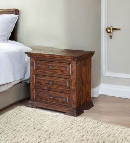 Solid Wood Three Drawer Nightstand (Color: brown, size: 32")