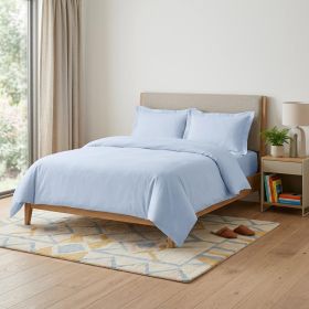 Queen Cotton Blend Washable Duvet Cover Set (Color: light blue)