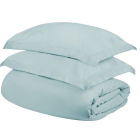 Queen Cotton Washable Duvet Cover Set (Color: light blue)