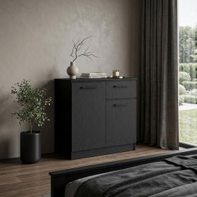Wood Single Drawer Dresser (Color: black, size: 36")